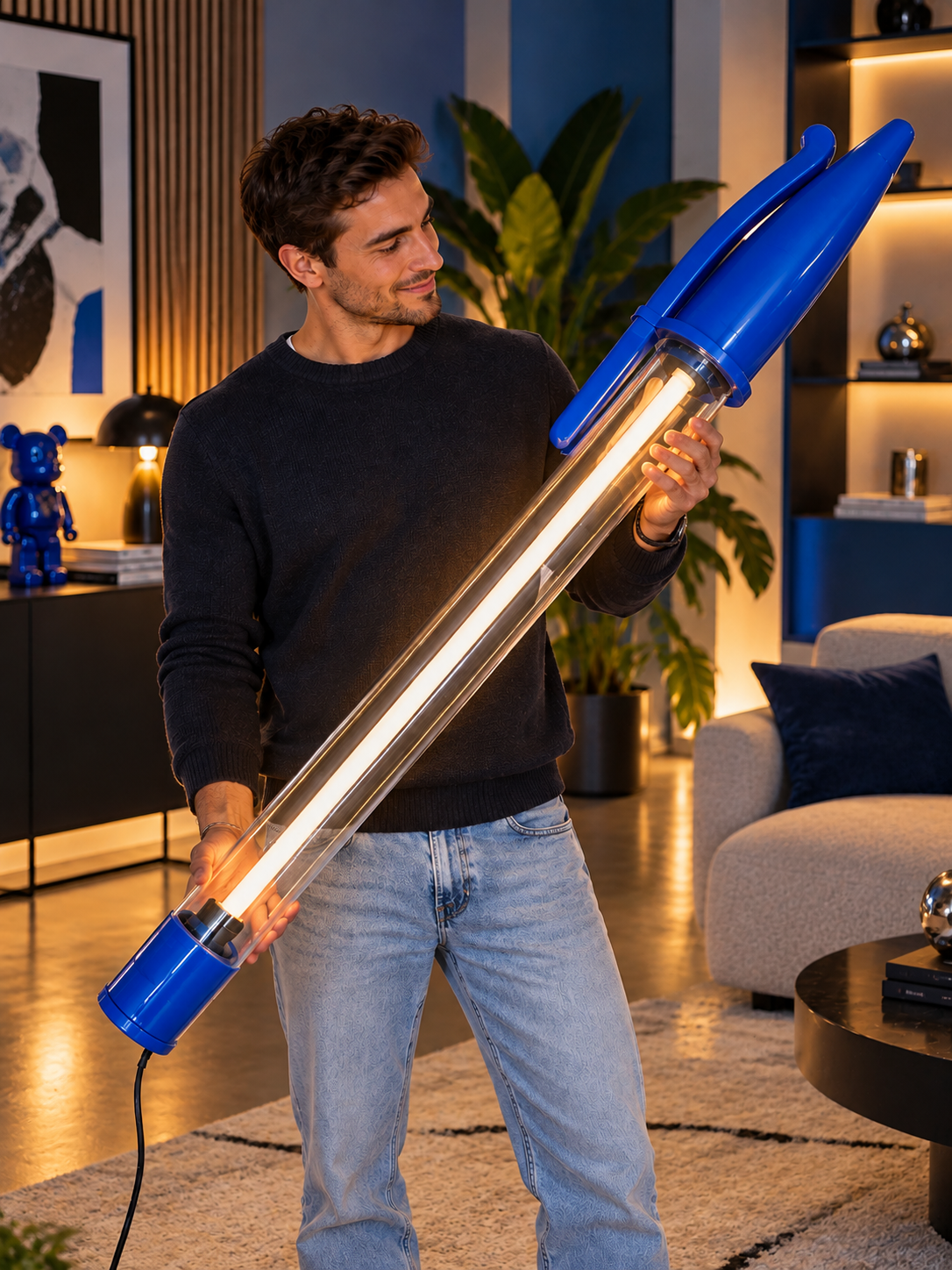 Lampe Stylo Géant Bleu  – Néon LED 140 cm