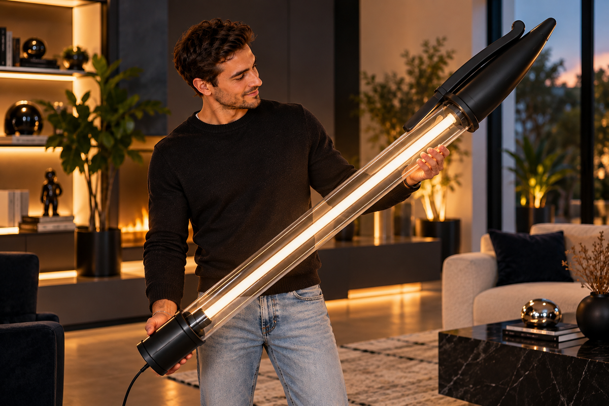 Lampe Stylo Géant NOIR  – Néon LED 140 cm