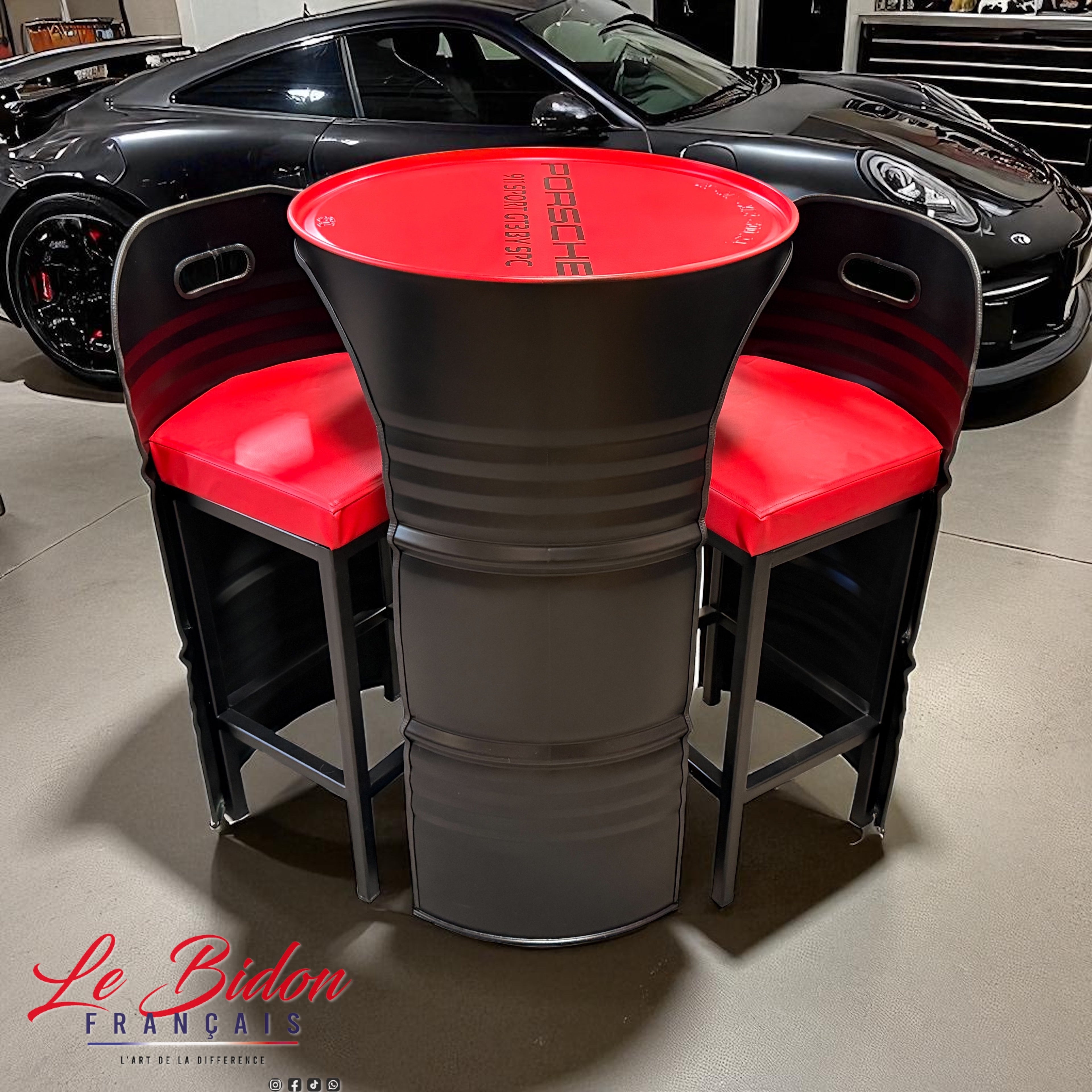 Combo Porsche – Bidon Tabouret Design Made in France