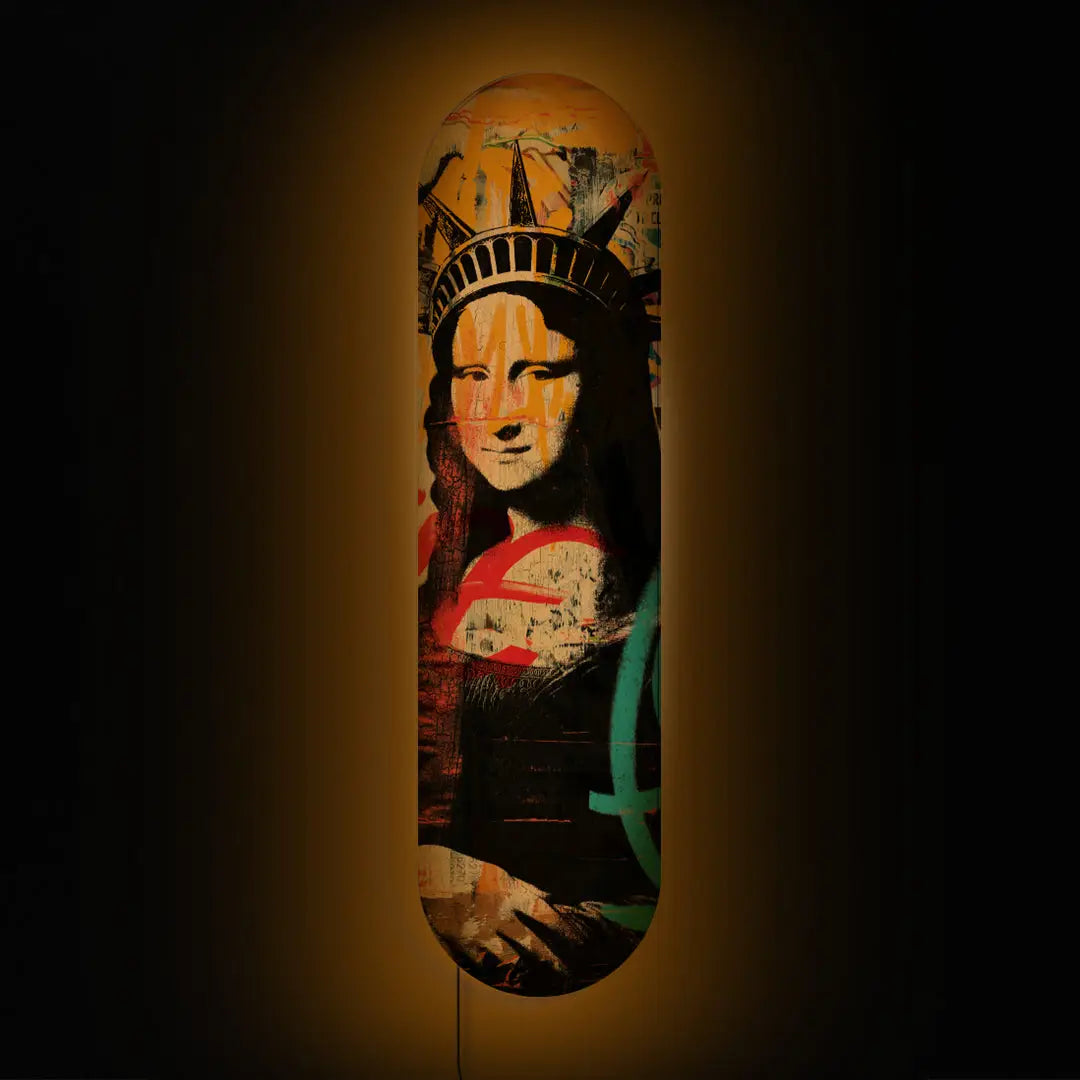 Skateboard Mural Lumineux "Liberty Mona"